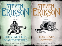 Cover der Bücher "Die Stadt des blauen Feuers" und "Tod eines Gottes" von Steven Erikson